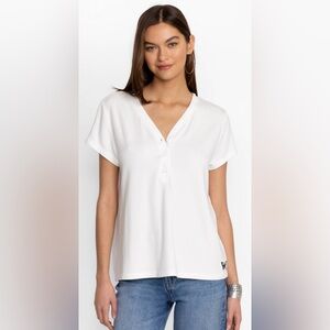 NWT Sz LARGE JOHNNY WAS MODAL JERSEY BUTTON NECK TEE SHIRT BLOUSE